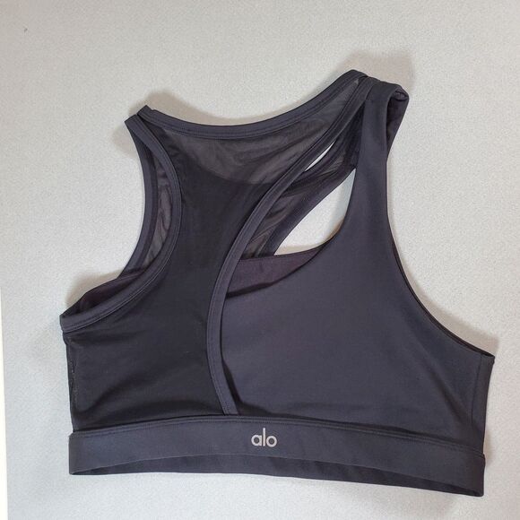 Alo Yoga Women’s Sports Bra Large Black Airlift Crescent Stretch Athletic - Picture 6 of 6
